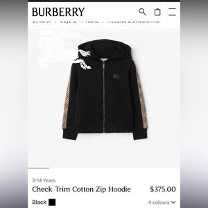 Black Check Trim Cotton Zip Hoodie